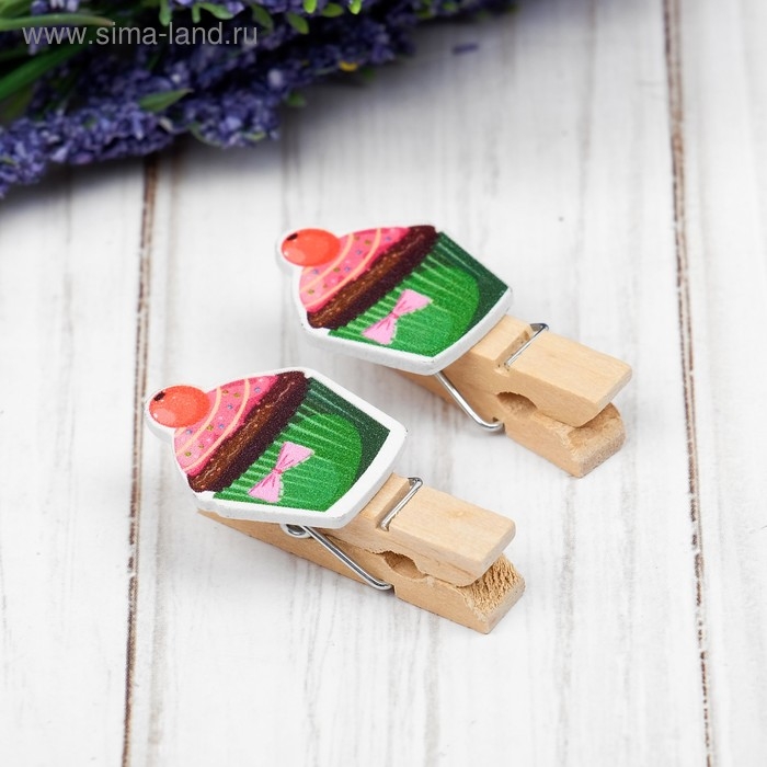 Прищепки декоративные с верёвкой для подвеса &laquo;Кейки&raquo; набор 10 шт.