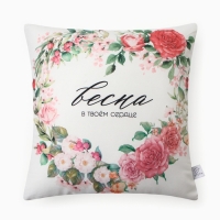 Подушка Этель "Весна в сердце", 40*40 см, 100% п/э, велюр Подушка Этель "Весна в сердце", 40*40 см, 100% п/э, велюр