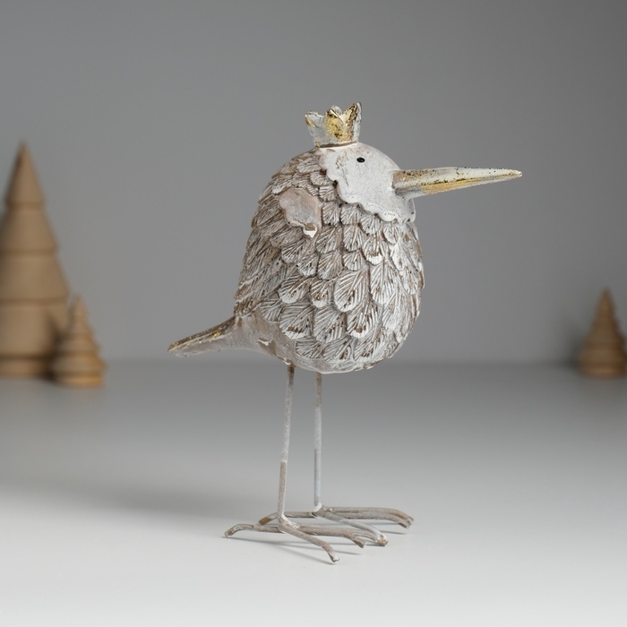 Сувенир полистоун "Птица с длинным клювом, в короне" 14х7х15 см