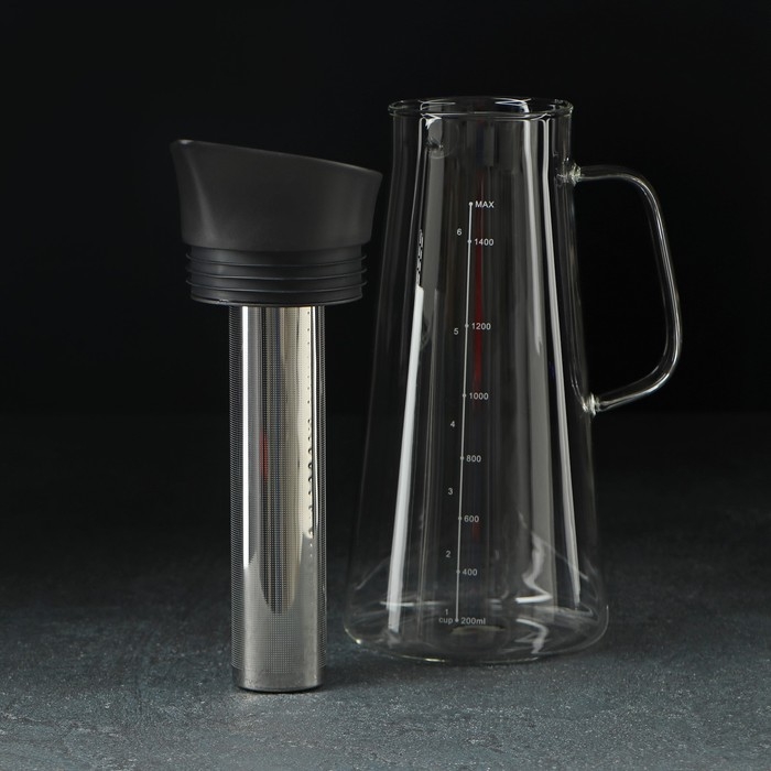 Кувшин для воды стеклянный для заваривания кофе и чая &laquo;Фито&raquo;, 1,5 л, 12&times;29 см