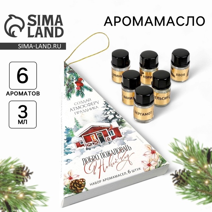 Аромамасла новогодние &laquo;Добро пожаловать в Новый год&raquo;, на Новый год, набор 6 шт, 3 мл