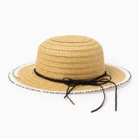 Шляпа для девочки MINAKU "Куколка", размер 50, цвет бежевый Шляпа для девочки MINAKU "Куколка", размер 50, цвет бежевый