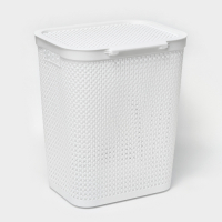 Корзина бельевая с крышкой &laquo;Пирула&raquo;, 55 л, 42&times;34&times;54 см, цвет белый