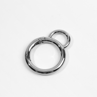 Кольцо-карабин, двойной, d = 25/35 мм, толщина - 5 мм, с креплением 12 &times; 3 мм, 5 шт, цвет серебряный
