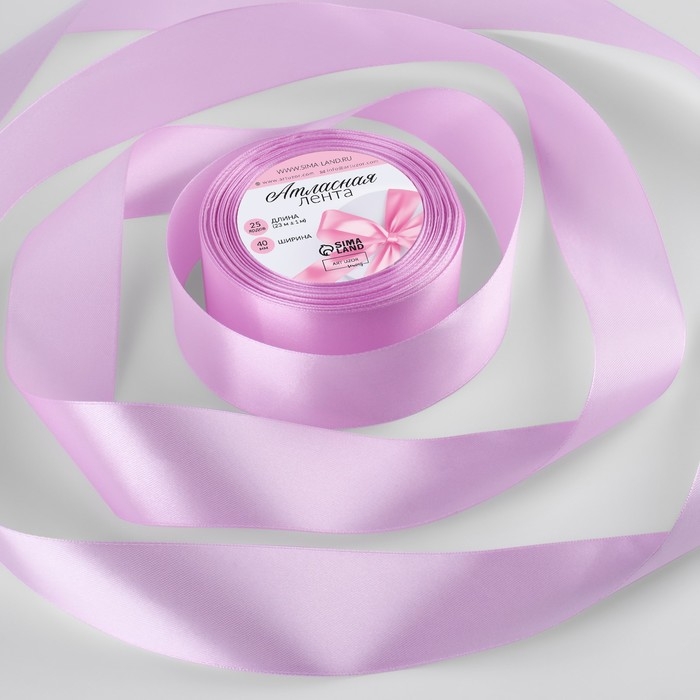 Лента атласная, 40 мм × 23 ± 1 м, цвет тёплый лавандовый №141 Лента атласная, 40 мм × 23 ± 1 м, цвет тёплый лавандовый №141