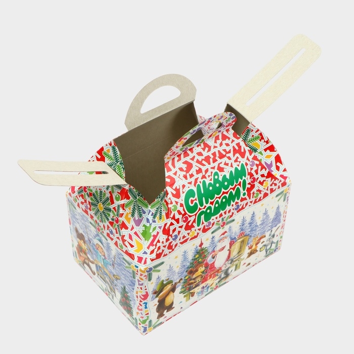 Новый год. Подарочная коробка Новый год. Подарочная коробка "Лесные непоседы в красном" Ларец малый 18,5 x 12,5 x 19см.