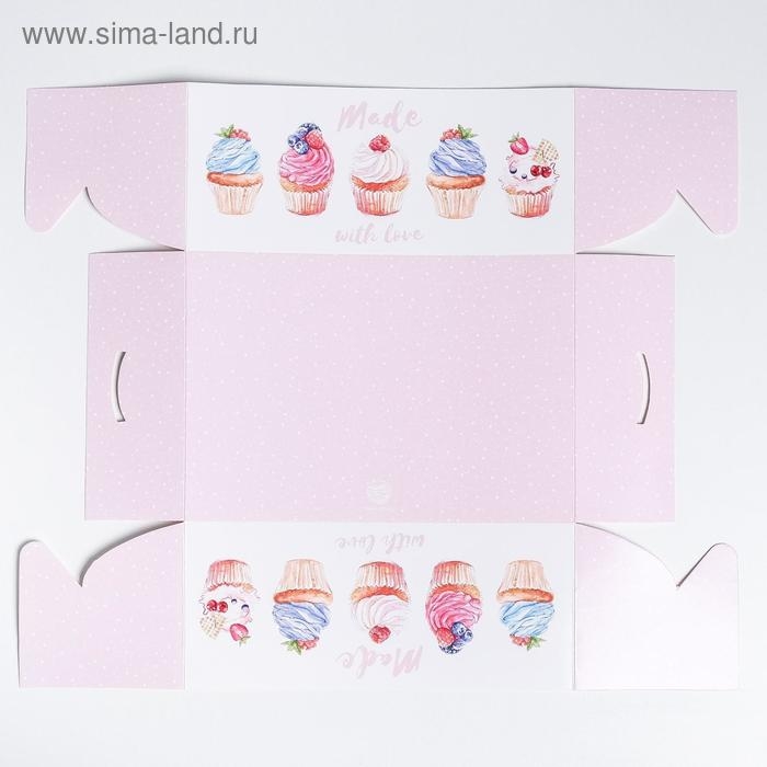 Коробка для капкейков, кондитерская упаковка, 6 ячеек &laquo;Made with love&raquo;, 23 х 16 х 10 см
