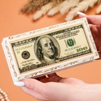 Шкатулка - купюрница &laquo;100$&raquo;, белая, 8,5&times;17 см, лаковая миниатюра