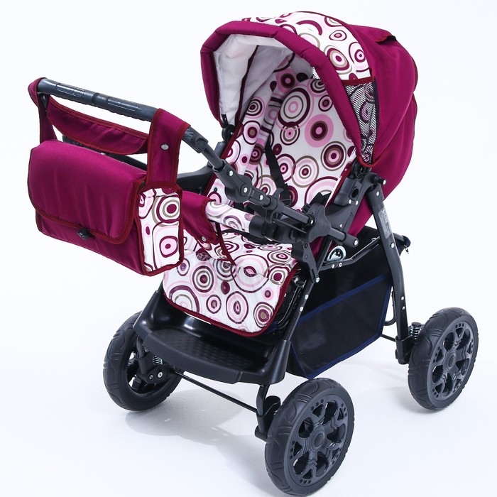 Коляска-трансформер &laquo;Гном&raquo;, пластиковые колёса, оттенки красного, рисунок МИКС