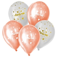 Воздушный шар латексный 12" &laquo;Люблю&raquo;, пастель, цвет розовый, белый, 5 шт.