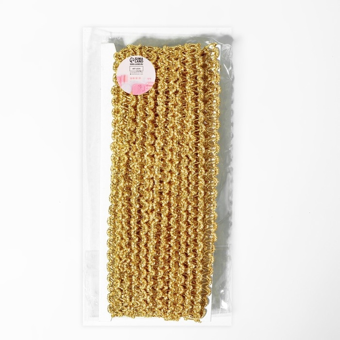 Тесьма декоративная, 10 мм, 10 ± 1 м, цвет золотой Тесьма декоративная, 10 мм, 10 ± 1 м, цвет золотой