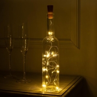 Гирлянда &laquo;Нить&raquo; 1 м роса с пробкой, IP20, серебристая нить, 10 LED, батарейки LR44х3 (в комплекте), свечение тёплое белое