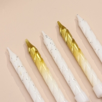 Свечи для торта "Спираль", 6 шт, белые и градиент золото с белым Свечи для торта "Спираль", 6 шт, белые и градиент золото с белым