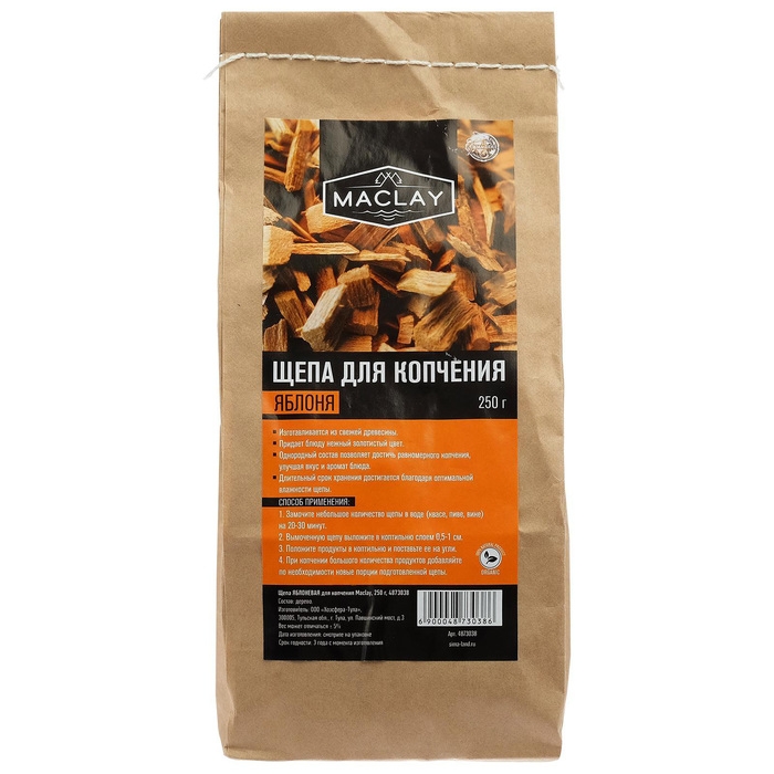 Щепа для копчения maclay, яблоневая, 250 г Щепа для копчения maclay, яблоневая, 250 г