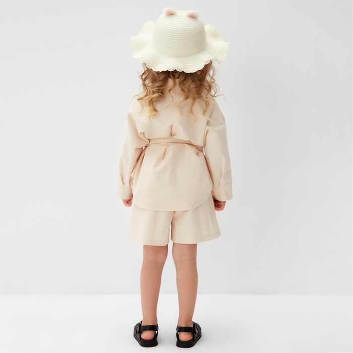 Костюм для девочки (Рубашка и шорты) MINAKU, цвет молочный, рост 164 см