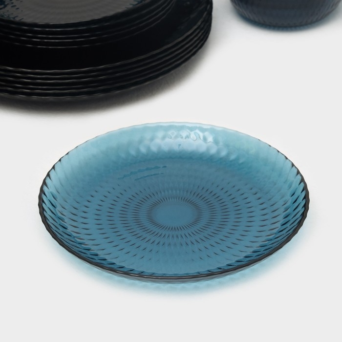 Набор столовый стеклянный &laquo;Идиллия&raquo;, 43 предмета, цвет лондон топаз