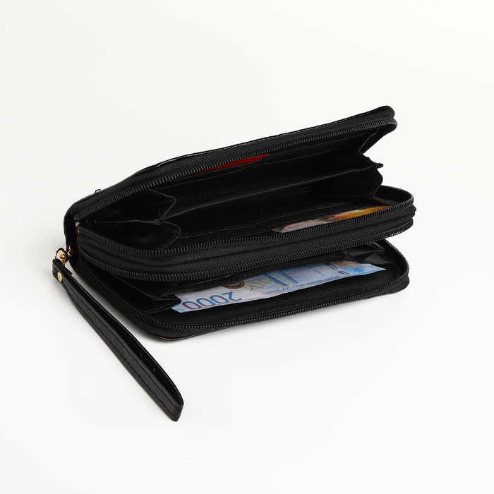 Кошелёк женский на молниях, цвет чёрный Кошелёк женский на молниях, цвет чёрный
