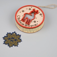 Ёлочная игрушка «С новым годом», от батареек, свечение тёплое белое Ёлочная игрушка «С новым годом», от батареек, свечение тёплое белое