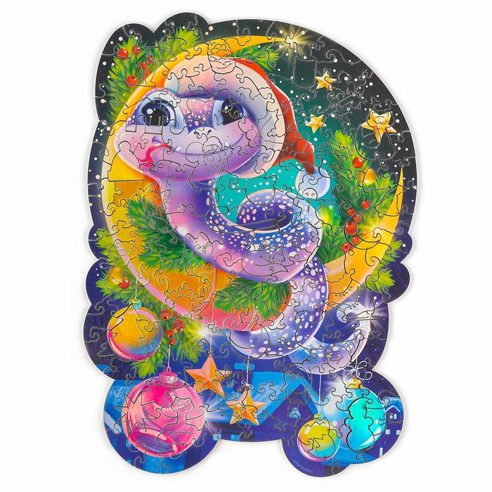 Пазлы фигурные деревянные &laquo;Волшебная змея&raquo; с голографией, 137 элементов, символ года 2025