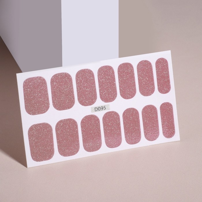 Плёнки для маникюра, 14 шт, с блёстками, цвет светло - розовый Плёнки для маникюра, 14 шт, с блёстками, цвет светло - розовый