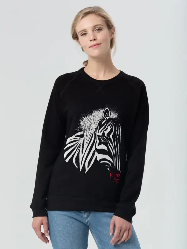 Толстовка женская &laquo;Арт-рокстар. Kiss Me&raquo;, черная, размер S