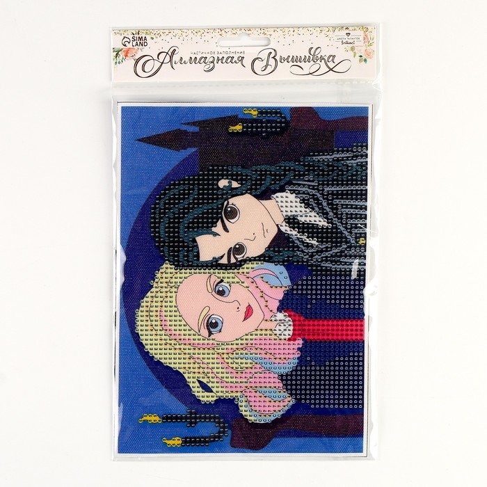 Алмазная мозаика на хеллоуин с частичным заполнением на холсте &laquo;Подружки&raquo;, 15 х 21 см