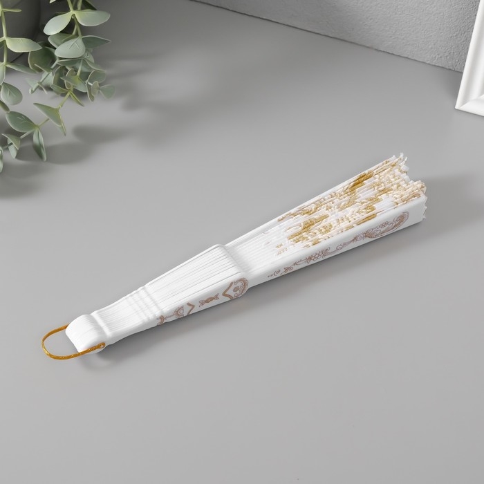 Веер пластик, текстиль Веер пластик, текстиль "Золотые узоры" блёстки МИКС 22,5 см