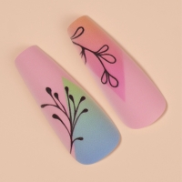 Накладные ногти &laquo;Веточки&raquo;, 12 шт, с клеевыми пластинами, форма балерина, разноцветные