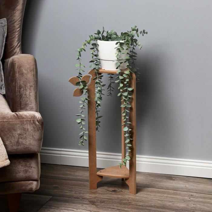 Стойка-полка для цветов двухъярусная Стойка-полка для цветов двухъярусная "Флора" 49х27х25 см, неокрашенная (для декорирования)