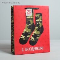 Пакет подарочный ламинированный вертикальный, упаковка, &laquo;Защитнику!&raquo;, MS 18 х 23 х 10 см