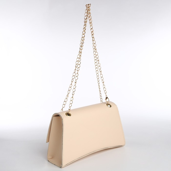 Сумка женская из искусственной кожи с клапаном, 26х16х9 см, бежевый цвет