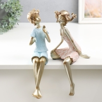 Сувенир полистоун "Дети - Озорники" бело-золотой набор 2 шт 13х15,5х32 9х19х34 см Сувенир полистоун "Дети - Озорники" бело-золотой набор 2 шт 13х15,5х32 9х19х34 см