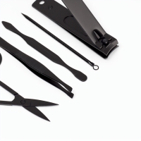 Набор маникюрный, 12 предметов, в футляре, чёрный Набор маникюрный, 12 предметов, в футляре, чёрный