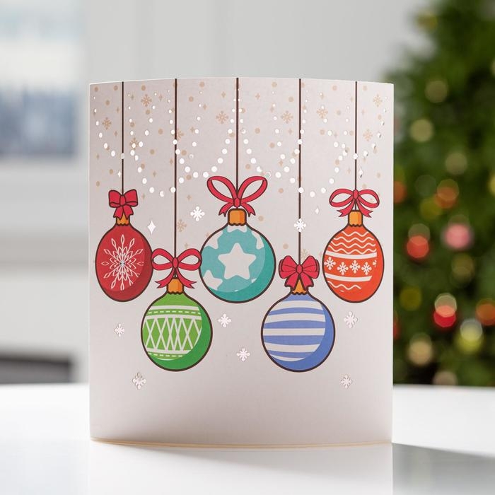 Светодиодная фигура &laquo;Ёлочные шары&raquo; 17 &times; 20 &times; 8 см, картон, батарейка ААх2 (не в комплекте), свечение тёплое белое