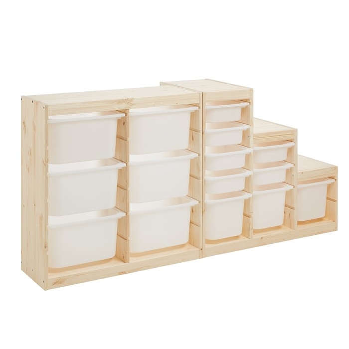 Стеллаж TROFAST-2, с контейнерами, Массив сосны