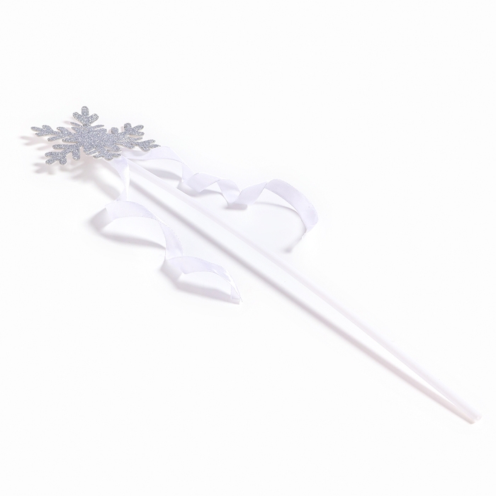 Карнавальный жезл &laquo;Снежинка&raquo;, цвет серебро, с ленточками