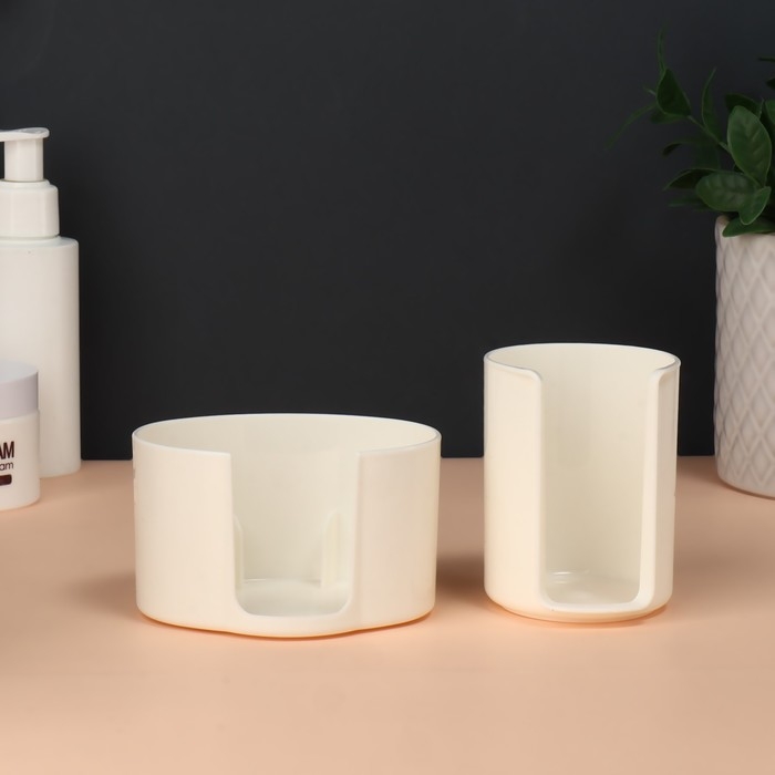 Контейнер для хранения косметических принадлежностей &laquo;Zoy&raquo;, 10 х 8,2 х 8,6 см цвет слоновая кость