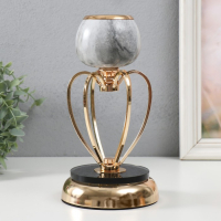 Подсвечник металл на 1 свечу "Тёмно-серый мрамор" МИКС  золото 24х14х14 см