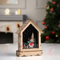 Светодиодная фигура &laquo;Домик с оленем&raquo; 16 &times; 11 &times; 4.5 см, дерево, батарейки АААх2 (не в комплекте), свечение тёплое белое