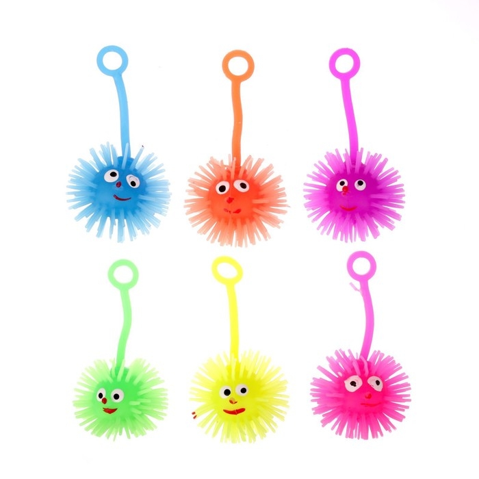 Мяч детский резиновый ёжка световой &laquo;Зверята&raquo;, цвета МИКС, в шоубоксе