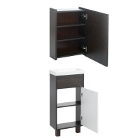 Комплект мебели: для ванной комнаты "Венге 40": зеркало-шкаф + тумба + раковина Комплект мебели: для ванной комнаты "Венге 40": зеркало-шкаф + тумба + раковина