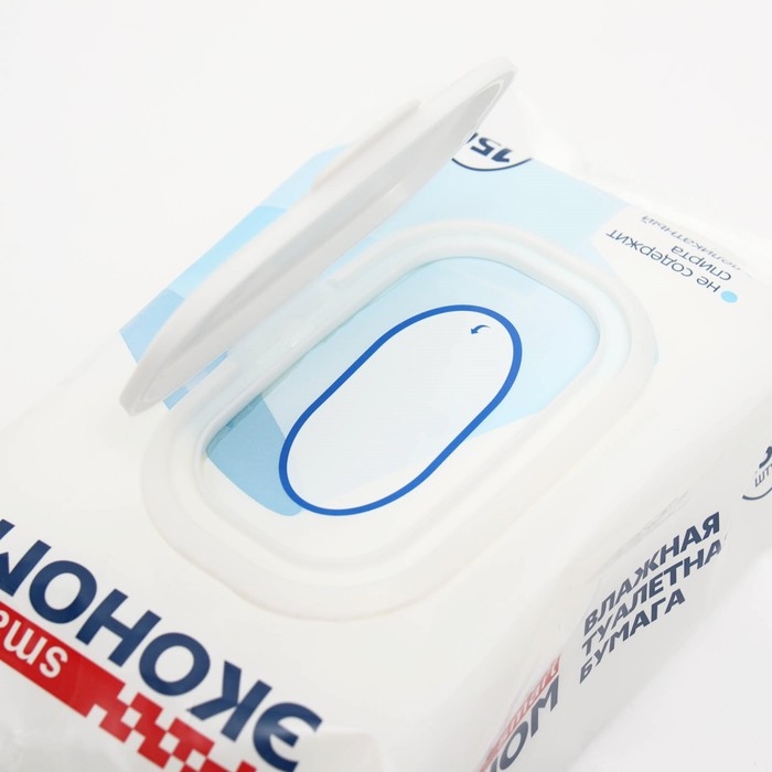 Туалетная бумага влажная Smart Эконом с пластиковым клапаном, 150 шт Туалетная бумага влажная Smart Эконом с пластиковым клапаном, 150 шт