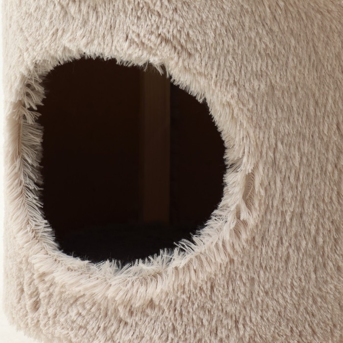 Комплекс для кошек с когтеточкой, с лежанкой, 63 х 41 х 76 см, пушистый мех, джут, серый Комплекс для кошек с когтеточкой, с лежанкой, 63 х 41 х 76 см, пушистый мех, джут, серый