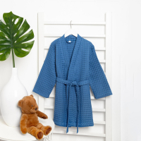 Халат вафельный детский Крошка Я "Boho" р.34 (122-128 см) цв. синий, 100%хл, 290 г/м2