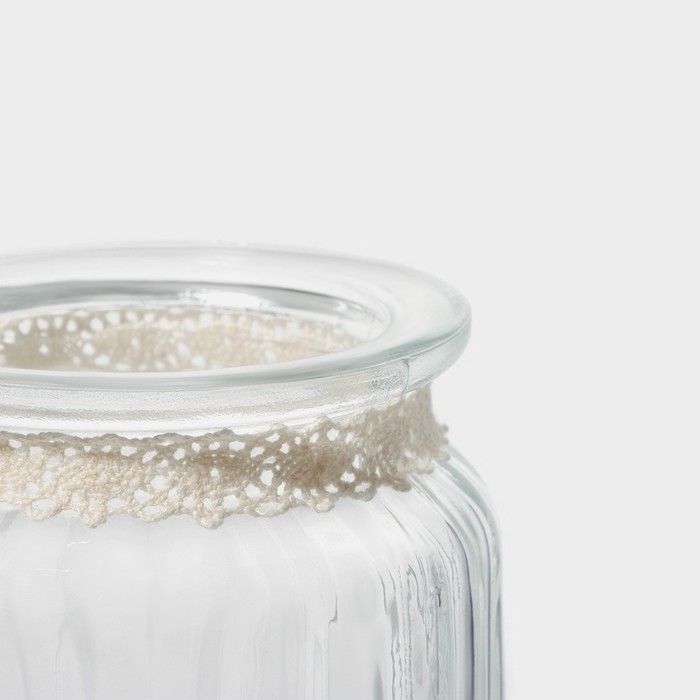 Банка стеклянная для хранения сыпучих продуктов Доляна &laquo;Клубника&raquo;, 250 мл, 8&times;13 см, с керамической крышкой