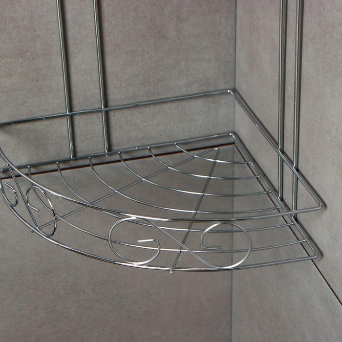 Полка угловая 2-х ярусная Доляна &laquo;Завитки&raquo;, 20&times;20&times;33 см, цвет хромированный