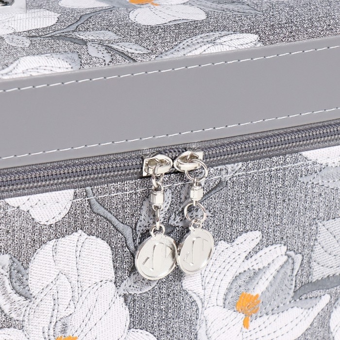 Шкатулка кожзам с зеркалом Шкатулка кожзам с зеркалом "Цветы. Серый" набор 3 шт 18х10х12,5 21х13х15,5 23х15х18,5 см