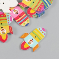 Пуговицы дерево для творчества 2 прокола "Ракета" набор 20 шт 2,3х3,6 см