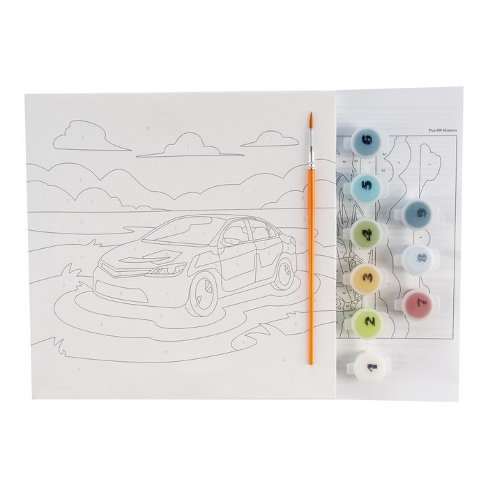 Картина по номерам детская &laquo;Машина&raquo;, холст на подрамнике, 20 &times; 20 см