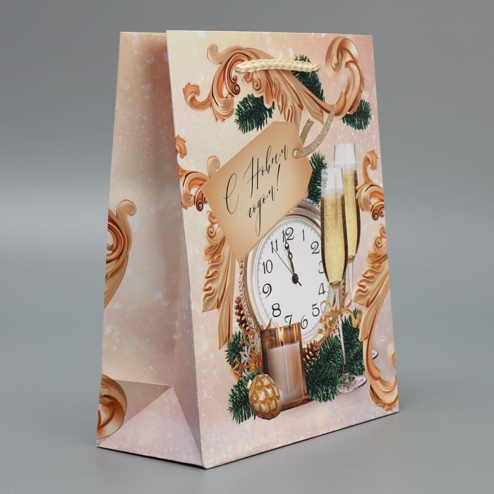 Пакет подарочный новогодний ламинированный &laquo;Новогоднее время&raquo;, MS 18 х 23 х 8 см, Новый год